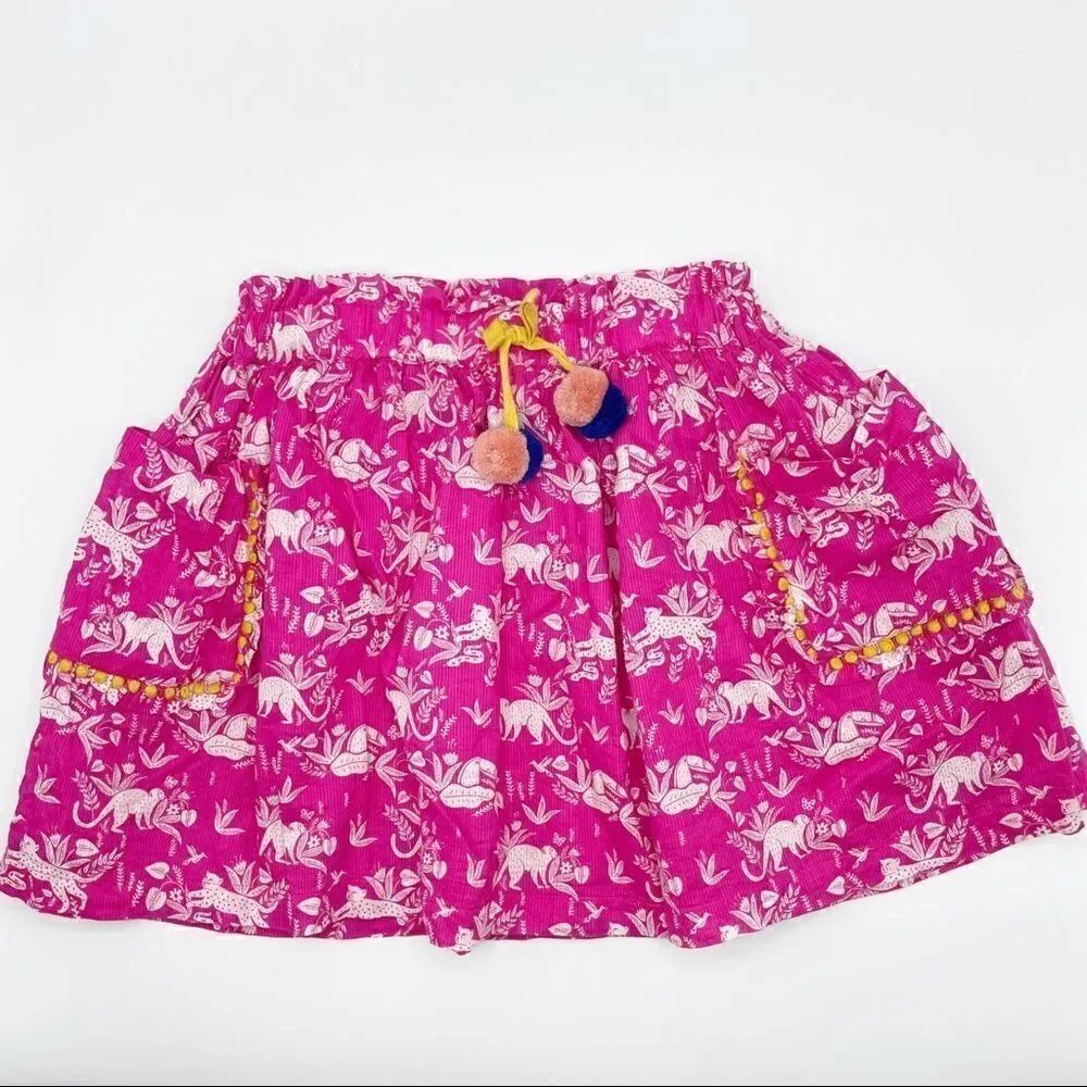 Mini Boden floral animal print elastic waist lined skirt with pockets